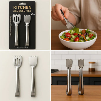 Pack of 2 Mini Golden Tongs – Stainless Steel Serving Clips - Clarify.pk