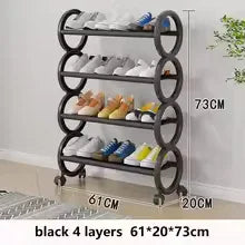 4 Layer Shoe Rack with Rollers - Stylish & Mobile - Clarify.pk