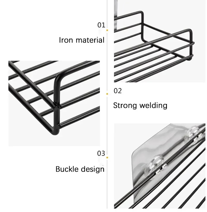 Black Bathroom Shelf Organizer - Wall Mount