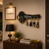Black & Gold Key-Shaped Wooden Key Hanger