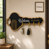 Black & Gold Key-Shaped Wooden Key Hanger