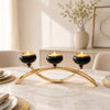 Triple Black & Gold Candle Stand with Curved Base