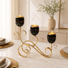 Triple Marble Cup Candle Stand with Gold Scroll Base
