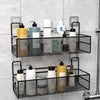 Wall Mounted Bathroom Shelf with Hooks - Black Mesh Organizer - Clarify.pk