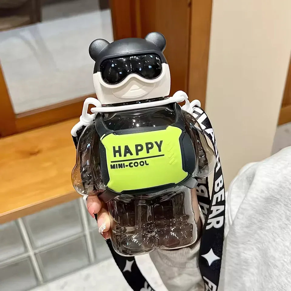 800ml Sports Water Bottle With Straw - Bear Design - Clarify.pk