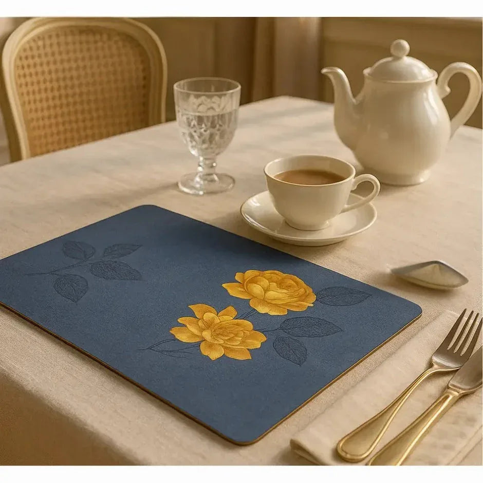 Blue and Gold Placemats for Dining Table