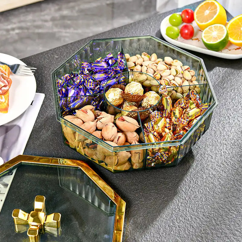 Luxury Hexagon Dry Fruit Box with Golden Lid