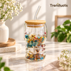 Botanical Double Wall Glass Sipper with Straw