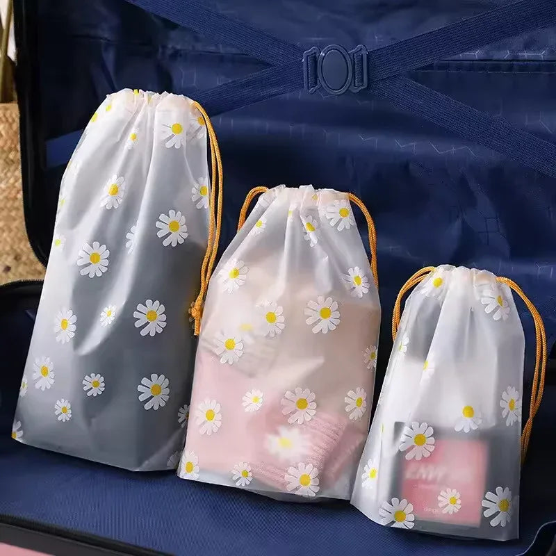 4 Piece Travel Storage Bags with Daisy Print - Clarify.pk