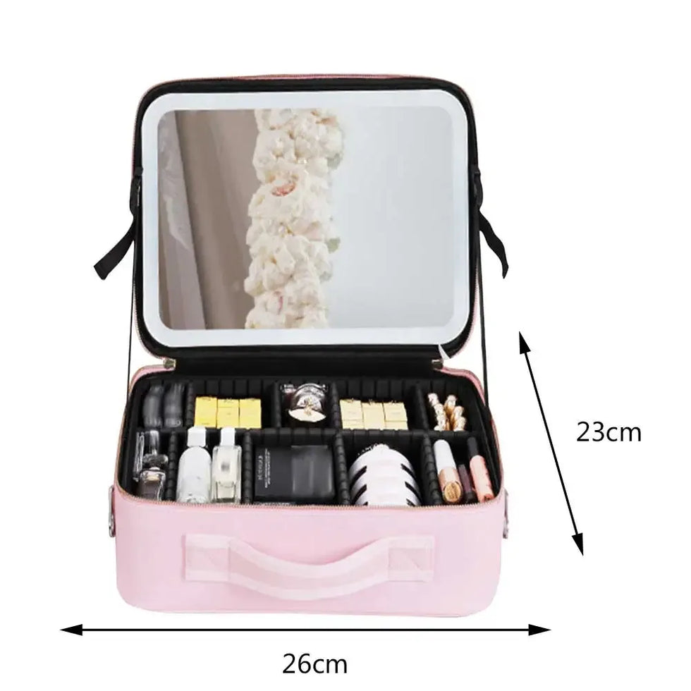 Smart LED Makeup Case with Mirror, Portable Storage - Clarify.pk