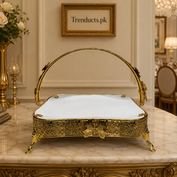 Butterfly filigree ceramic golden platter luxury hero