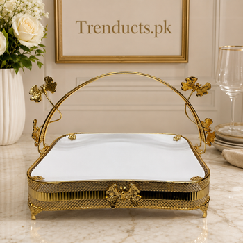 Butterfly mesh ceramic golden platter luxury hero