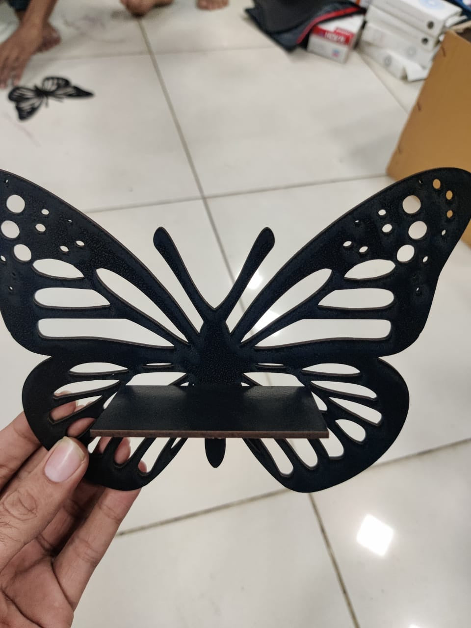 Black Butterfly Wall Shelf Stand - 6 x 8 Inch