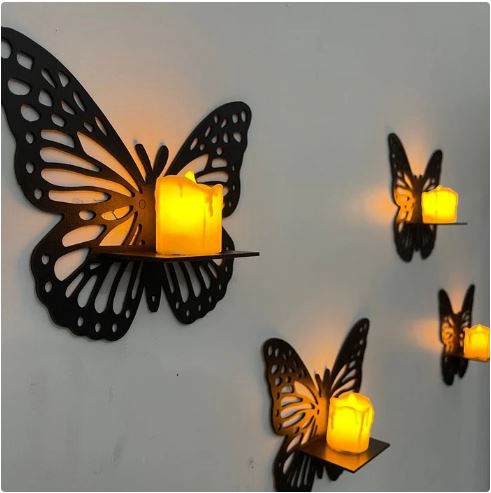 Black Butterfly Wall Shelf Stand - 6 x 8 Inch