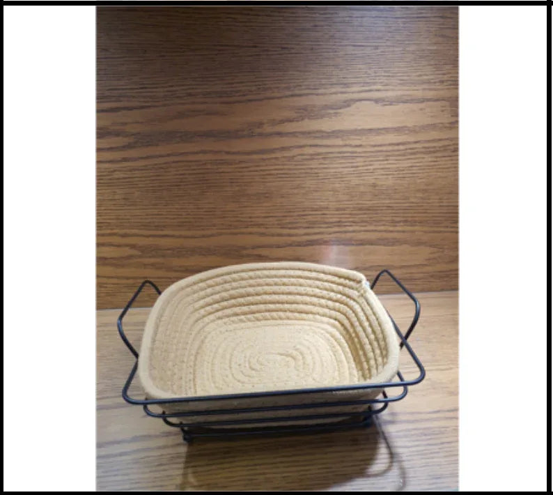 Modern Square Roti Serving Basket – Heat-Resistant Rope & Metal Frame - Clarify.pk