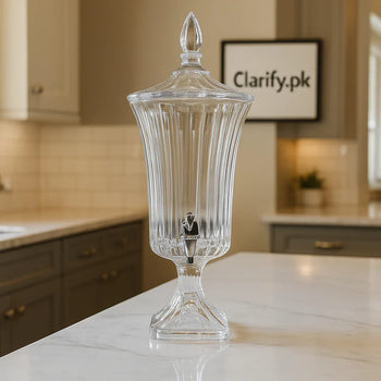 Premium 2L Crystal Beverage Dispenser with Tap – Ribbed Pattern - Clarify.pk