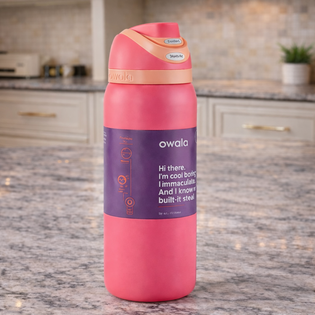 Owala FreeSip® Insulated Stainless Steel Water Bottle – 32oz Dark Pink MJ
