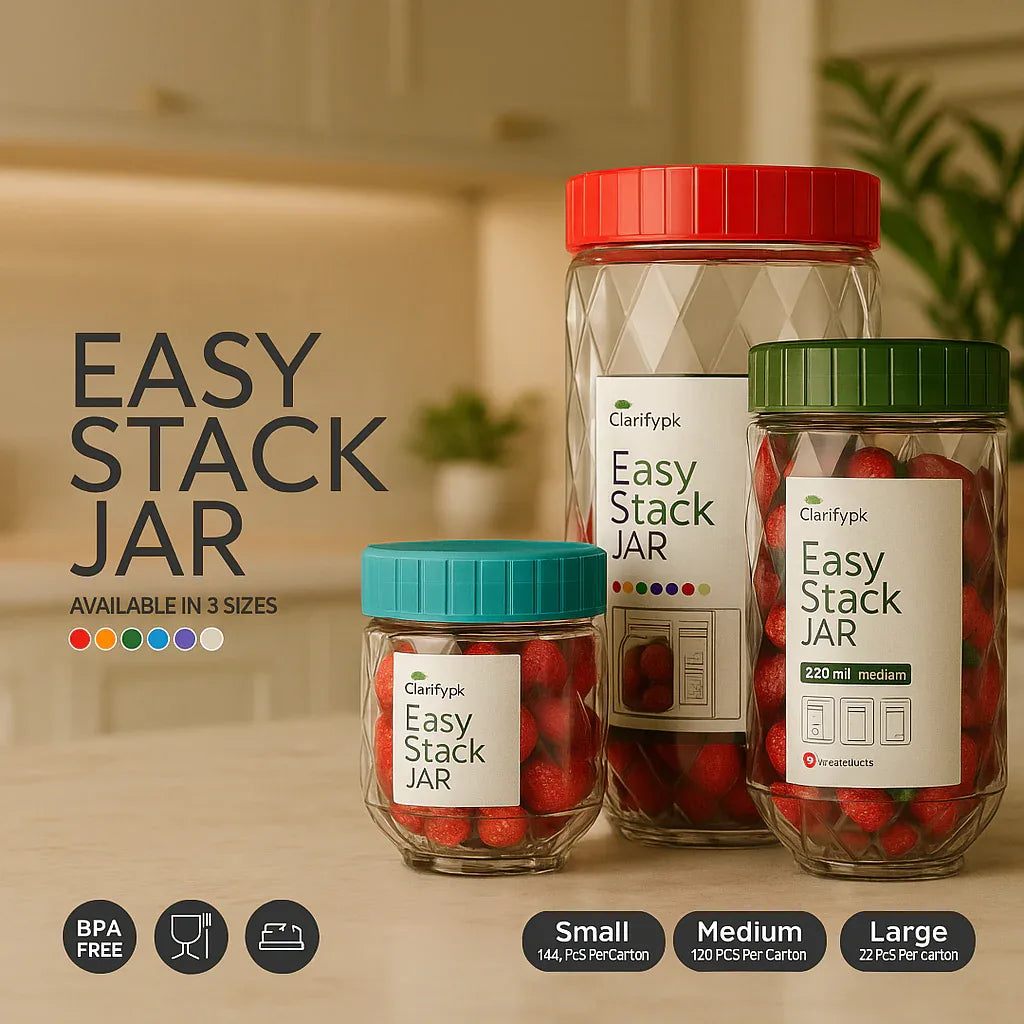 Easy Stack Glass Jars with Wooden Lid – Set of 3 - Clarify.pk
