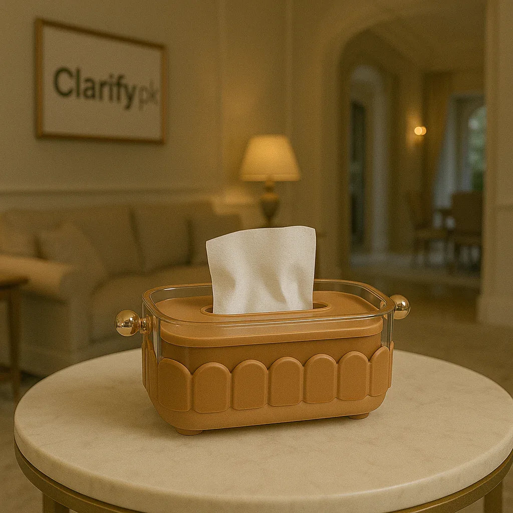 Premium Brown Luxury Tissue Box – Crystal Knob Edition - Clarify.pk
