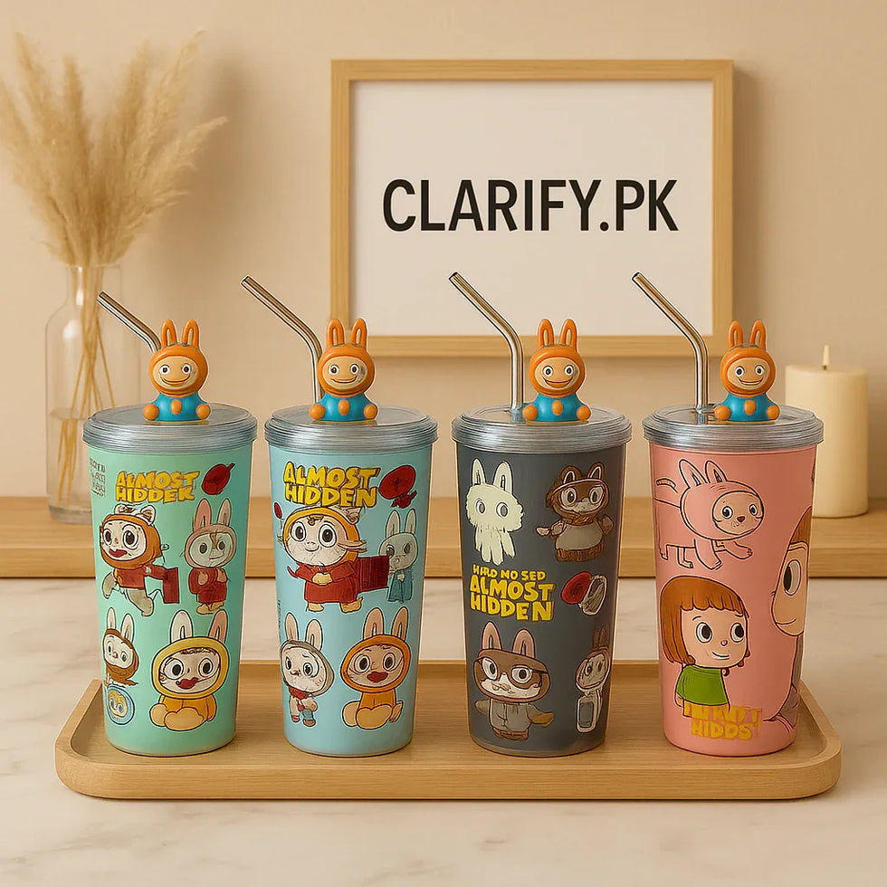 Labubu Steel Sipper with Steel Straw – Durable Insulated Cup - Clarify.pk
