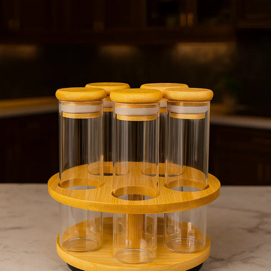 Luxury Bamboo Revolving Spice Set