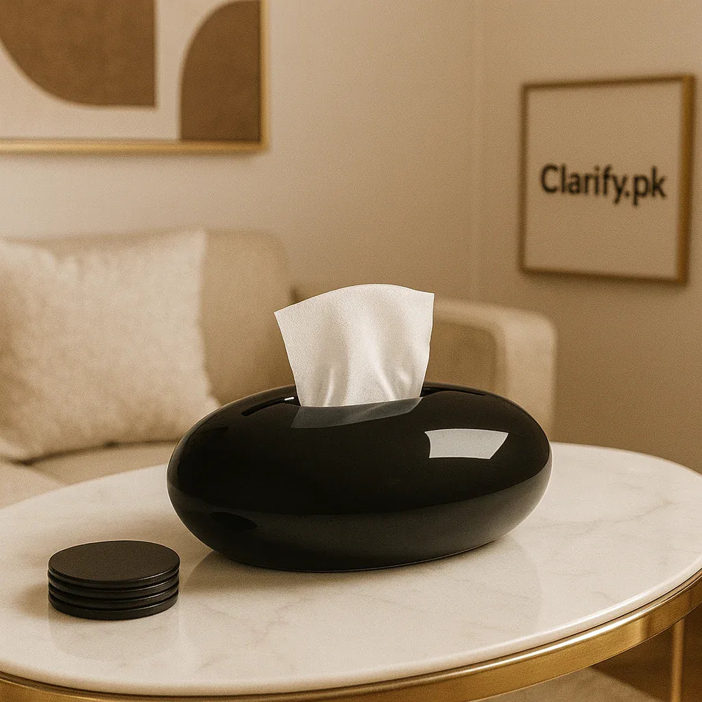Luxury Black Oval Tissue Box – Modern Décor - Clarify.pk