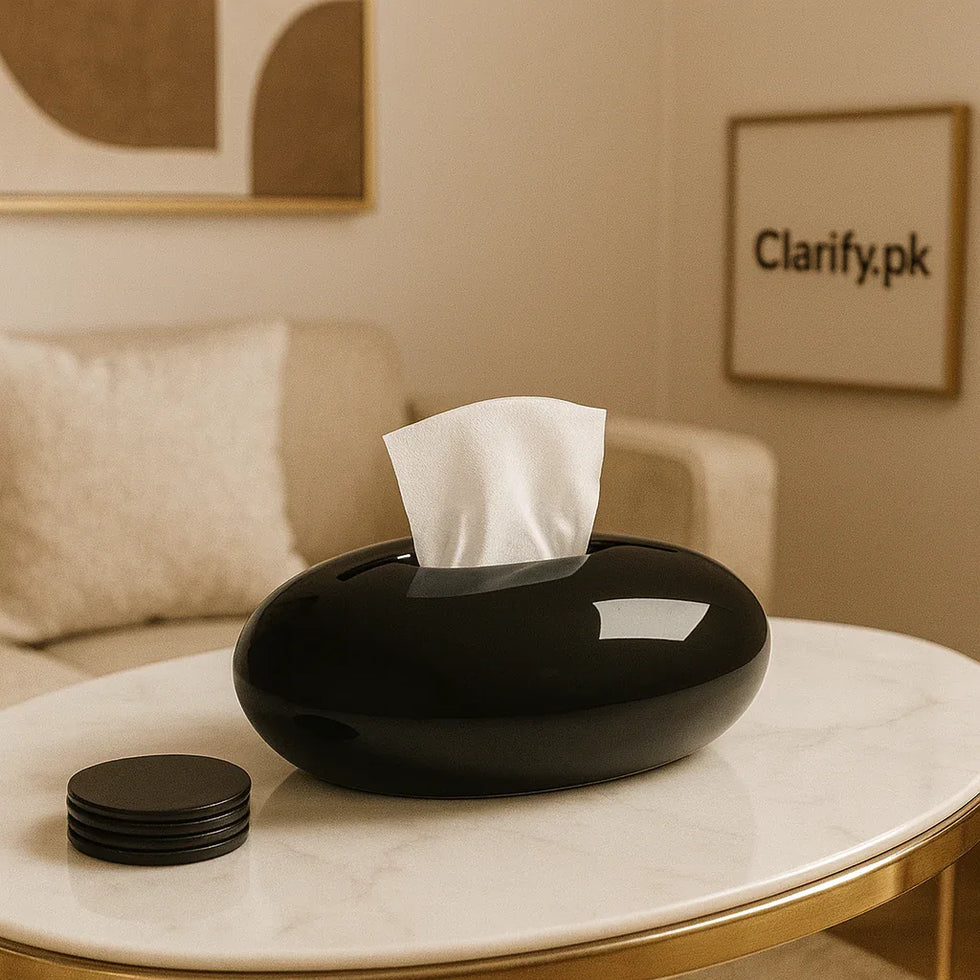 Luxury Black Oval Tissue Box – Modern Décor - Clarify.pk