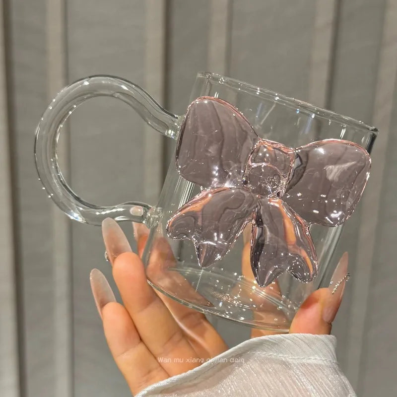 Aesthetic Bow Glass Mug – Coquette Drinkware