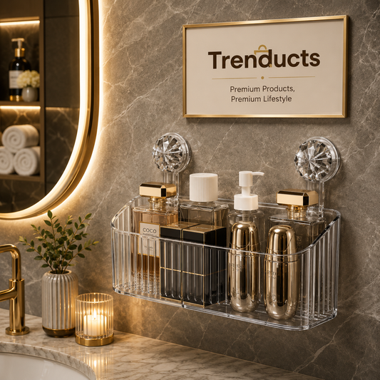 Luxury Suction Cup Storage Shelf – Drill-Free Wall Organizer