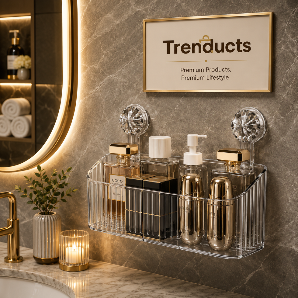 Luxury Suction Cup Storage Shelf – Drill-Free Wall Organizer