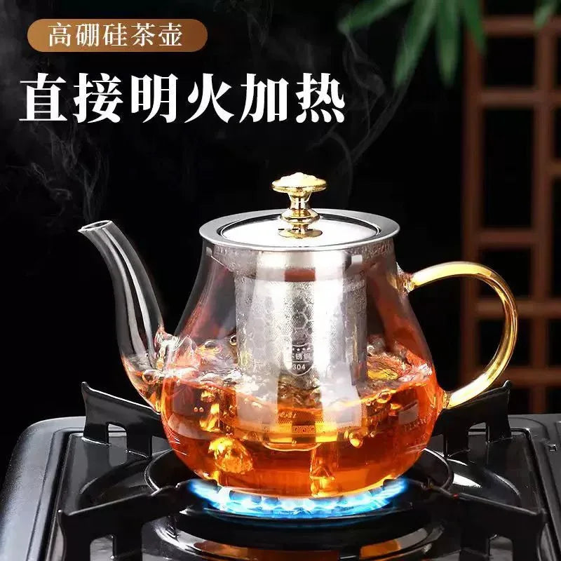 Premium Glass Tea Kettle with Stainless Steel Infuser - Clarify.pk