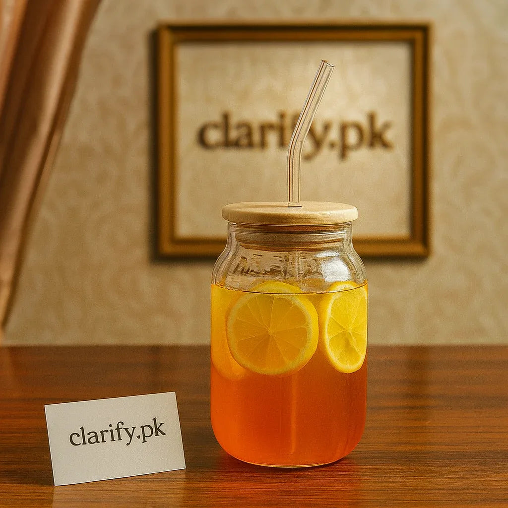 Ice Tea Bottle with Straw 450ml – Portable Drink Cup - Clarify.pk