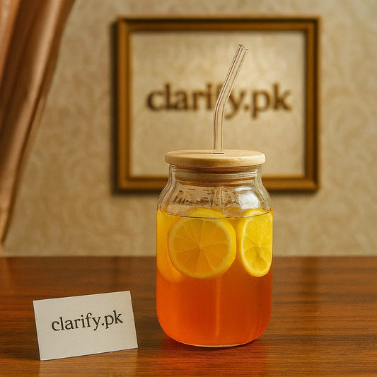 Ice Tea Bottle with Straw 450ml – Portable Drink Cup - Clarify.pk