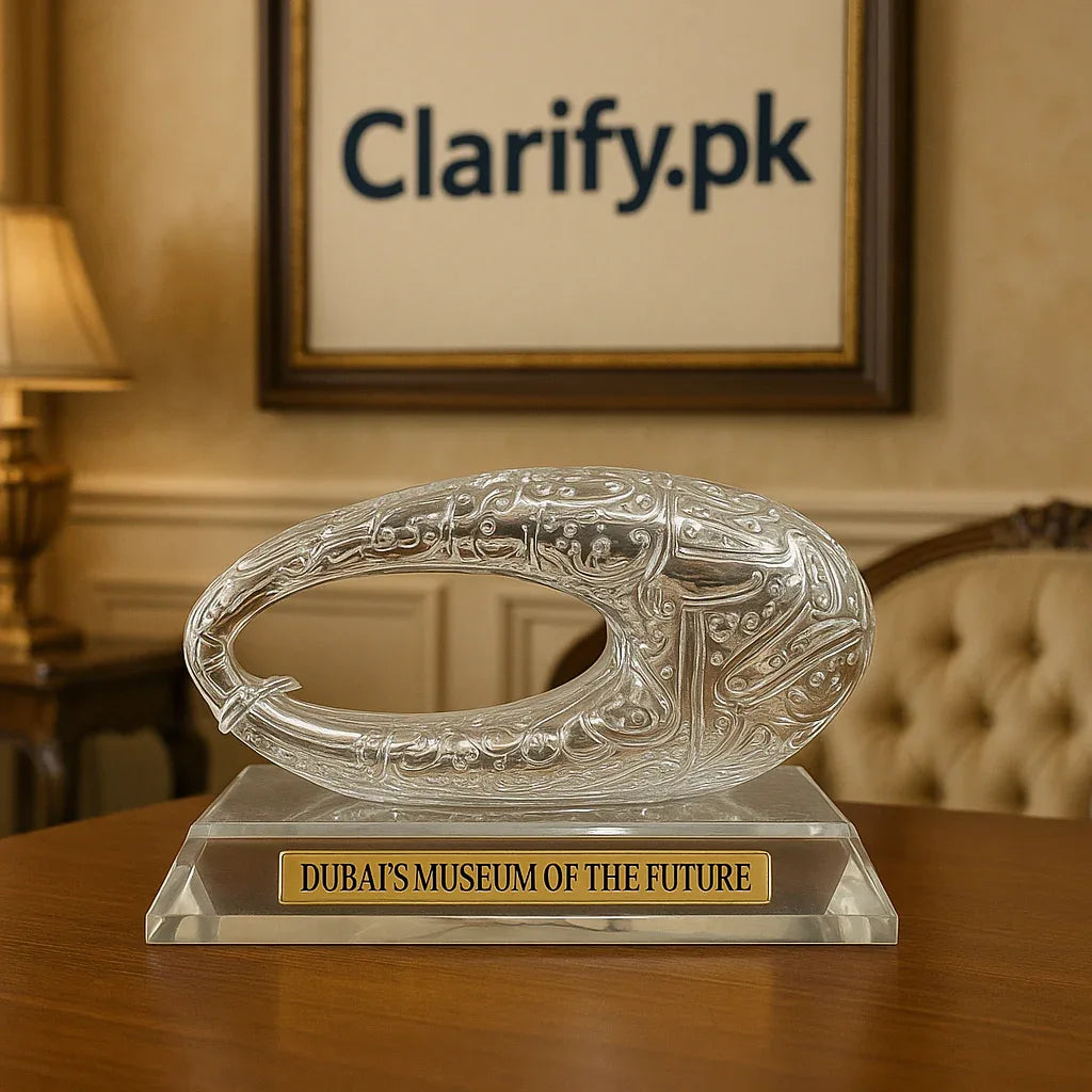 Crystal Base Metal Dubai Museum Showpiece – Luxury Home & Office Decor - Clarify.pk