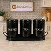 Vintage Retro Metal Kitchen Canister Set – Tea, Coffee, & Sugar Trio with Tray MJ