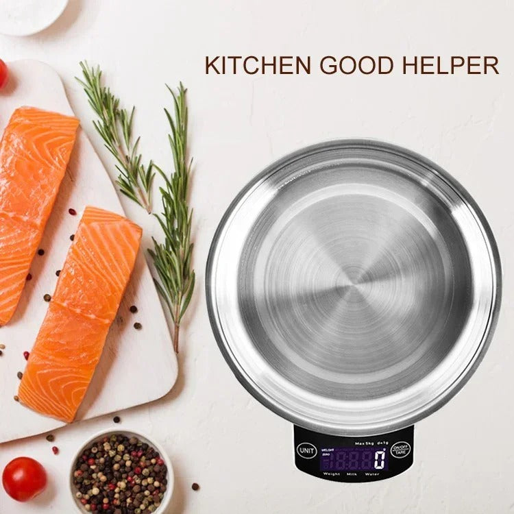 Digital Kitchen Scale 5kg Stainless Steel Bowl