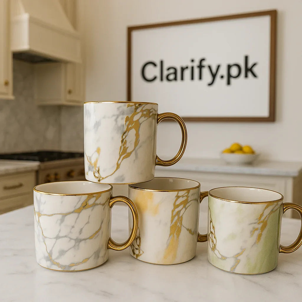 Modern Marble Pattern Mug – Luxury Ceramic Coffee Cup (Each) - Clarify.pk