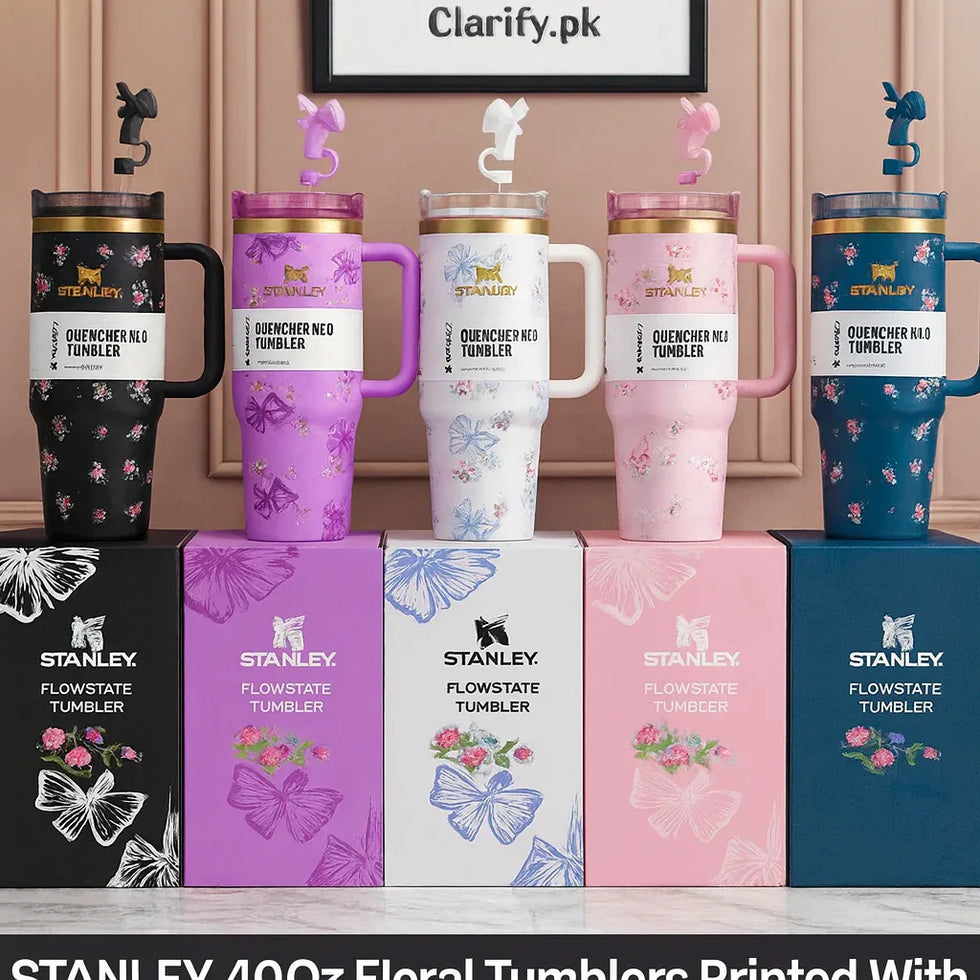 Stanley 40Oz Floral Tumbler with Stoppers – Printed (Premium Quality) - Clarify.pk