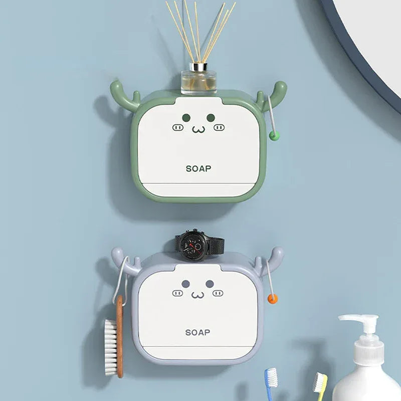 Cartoon Soap Holder Wall Mounted with Drain