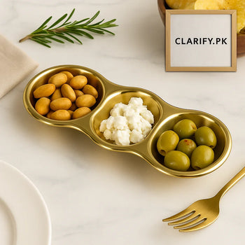 3-Position Stainless Steel Tray – Multi-Compartment Serving Dish - Clarify.pk
