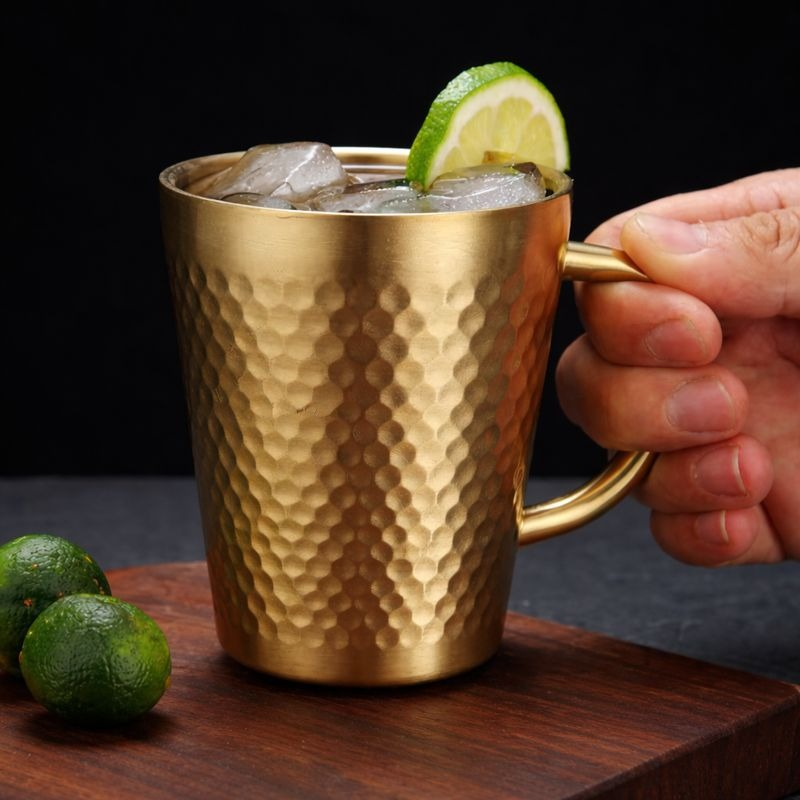 Hammered Stainless Steel Mug - Insulated Coffee Travel Cup IT