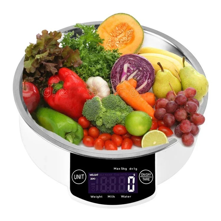 Digital Kitchen Scale 5kg Stainless Steel Bowl