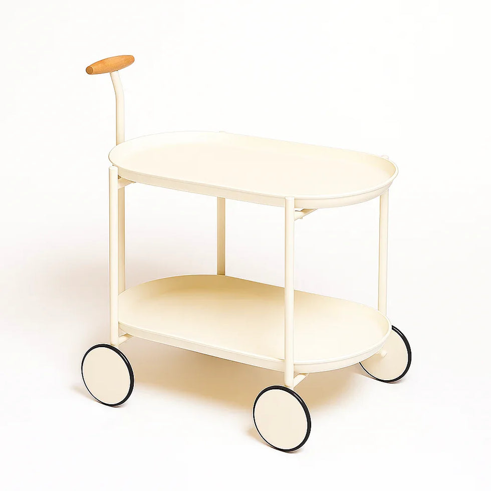 Luxury Oval Serving Trolley with Wheels – 2 Tier Coffee Cart - Clarify.pk