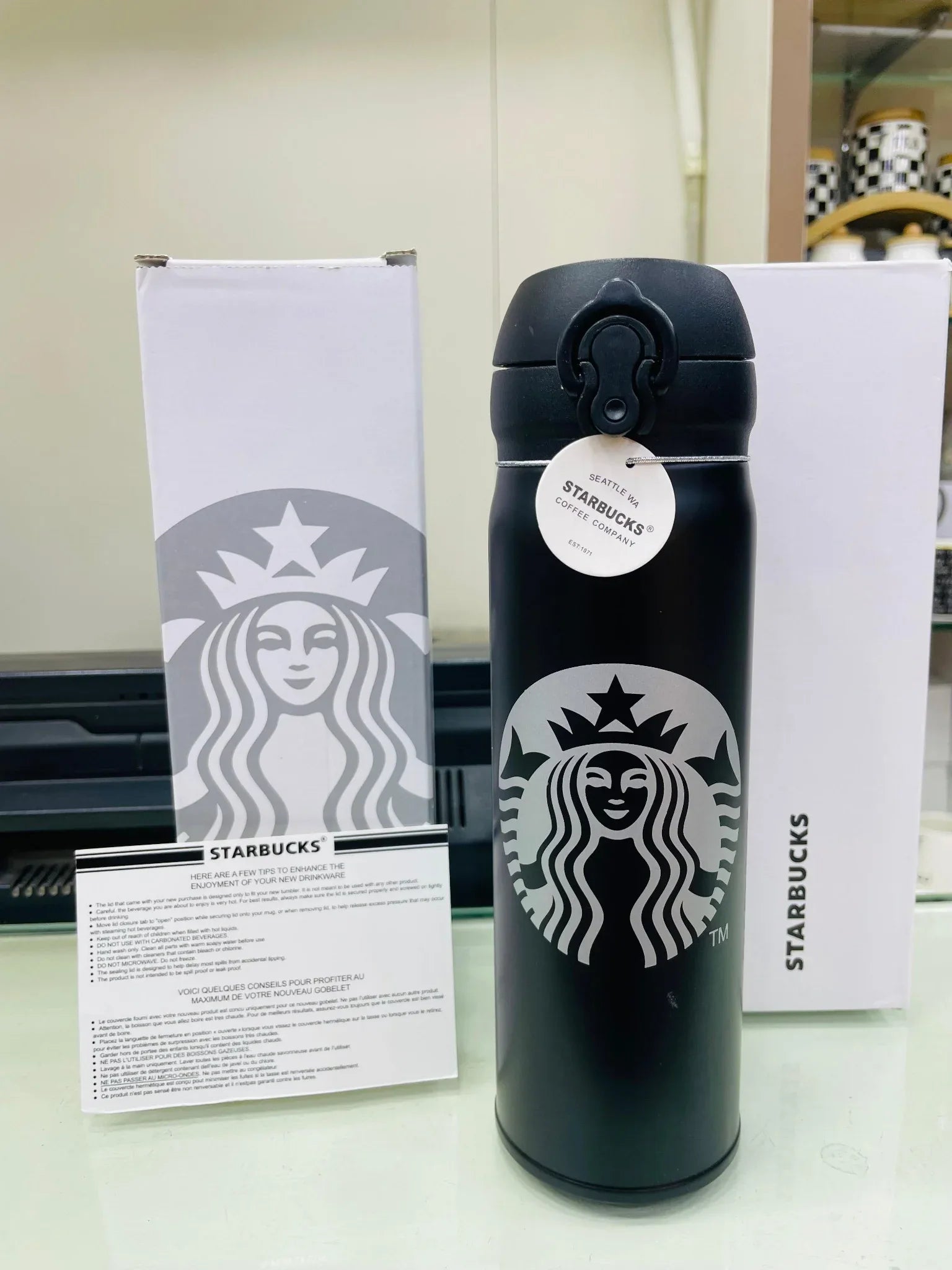 Starbucks Matte Black Stainless Steel Bottle - Premium Edition - Clarify.pk