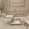 Gold Scalloped Ceramic 3-Tier Pastry Stand