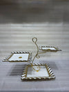 Gold Scalloped Ceramic 3-Tier Pastry Stand