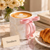 Cute Ceramic Bow Handle Mug - Pearl Glaze