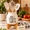 Ceramic Spoon & Cutlery Holder with Wooden Stand