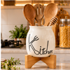 Ceramic Spoon & Cutlery Holder with Wooden Stand