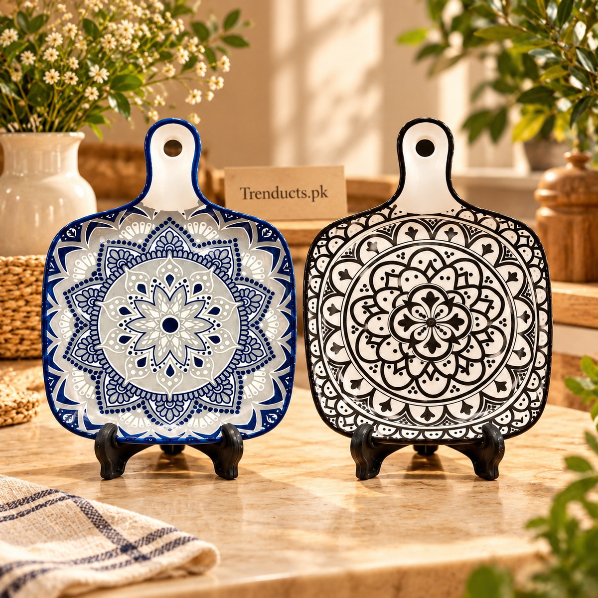 Ceramic Square Serving Platter with Handle